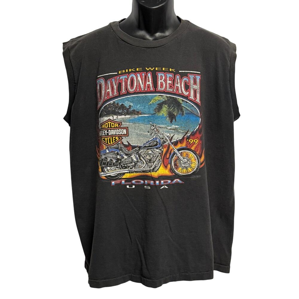 Vintage Harley Davidson 1992 Bike Week Daytona Beach Sleeveless Shirt XL SS - Picture 2 of 7